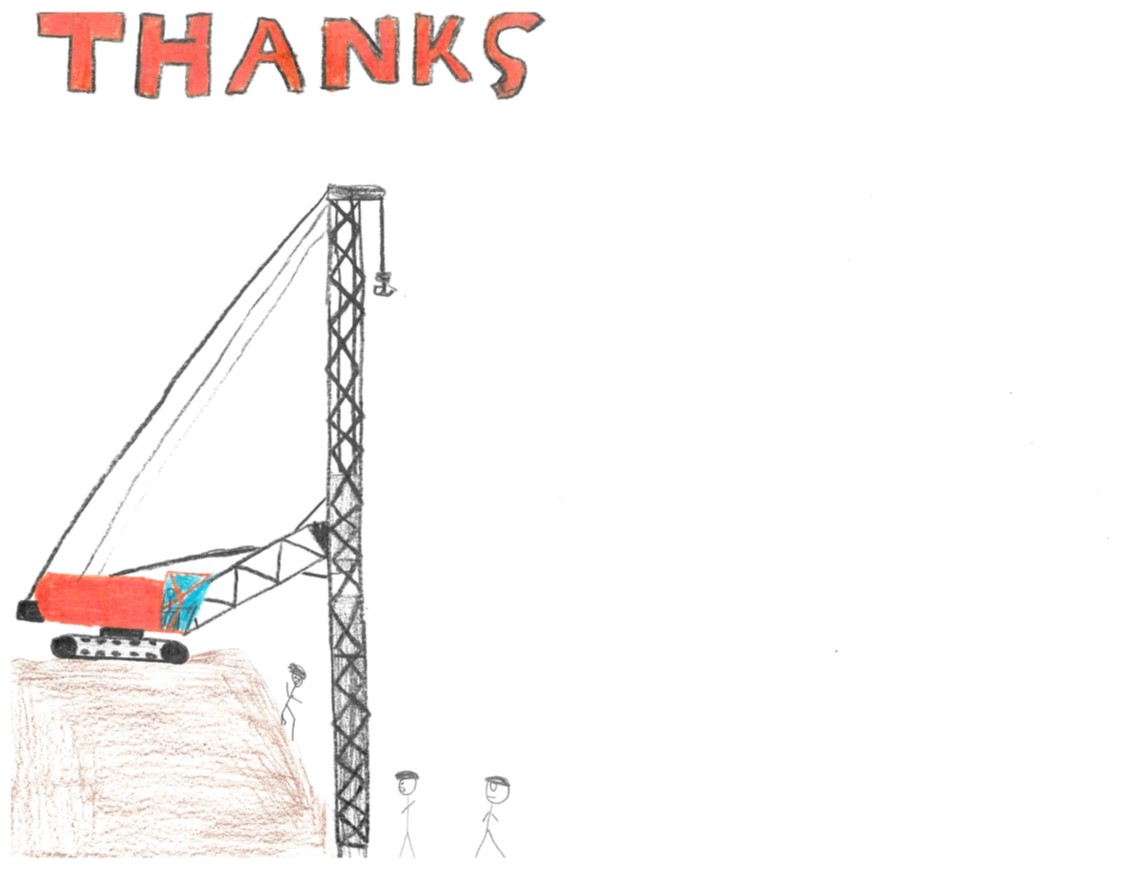 thank you note drawing of crane