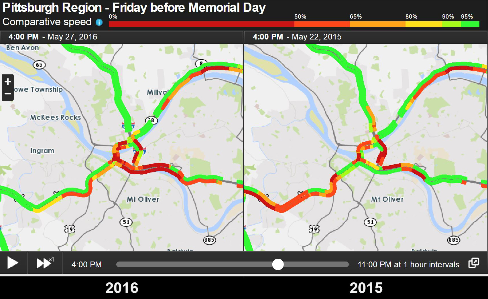 memorial day historic travel side by side maps for pittsburgh region