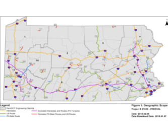 Map of Pennsylvania highlighting major highways