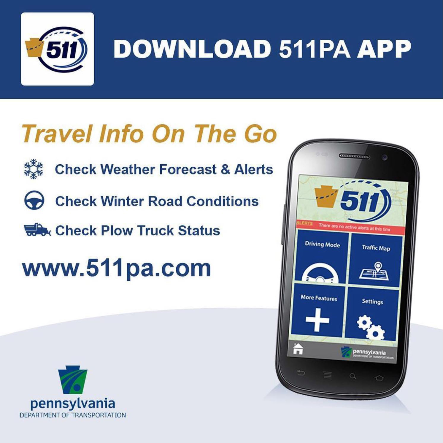 Infographic encourage users to download the 511PA smartphone app.