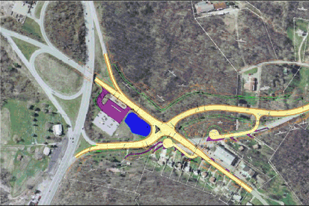 animated gif showing the route 519 project in aerial map view