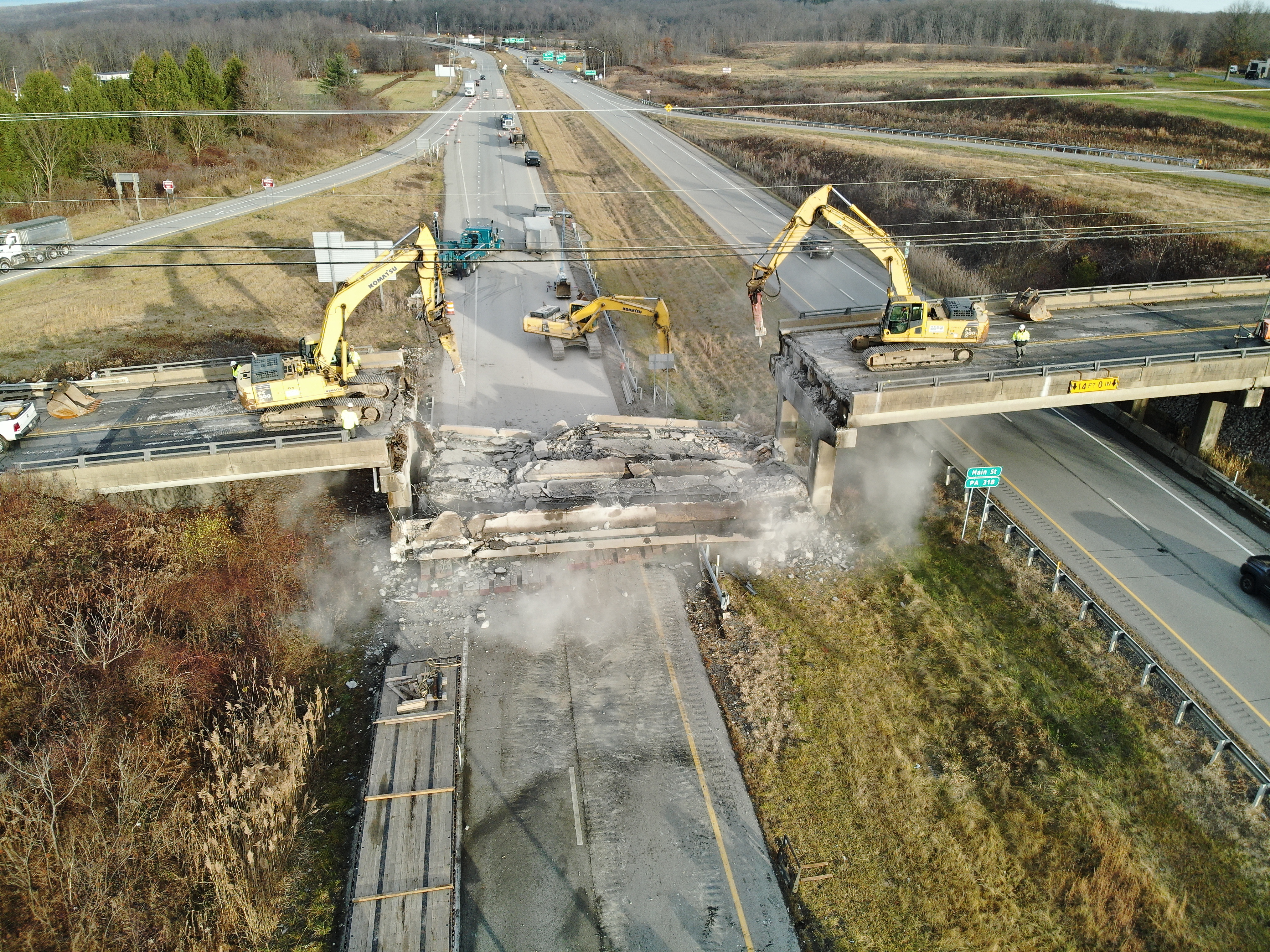 A portion of the Route 318 bridge was demolished in December 2023. 